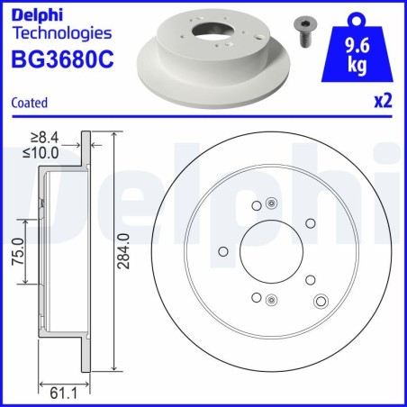 Brake Disc DELPHI BG3680C