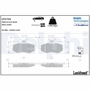 Brake Pad Set, disc brake DELPHI LP1716