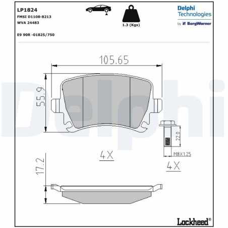 Brake Pad Set, disc brake DELPHI LP1824