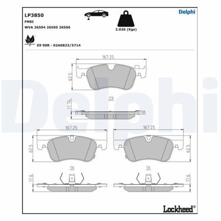 Brake Pad Set, disc brake DELPHI LP3850