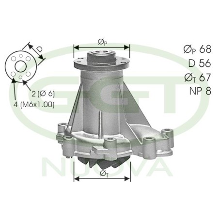 Water Pump, engine cooling GGT PA10516