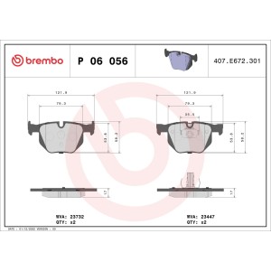 Brake Pad Set, disc brake BREMBO P06056