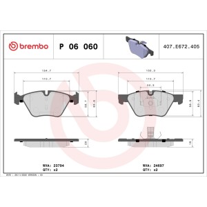 Brake Pad Set, disc brake BREMBO P06060