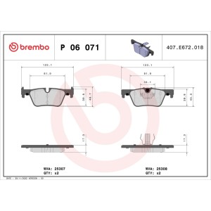 Σετ τακάκια, δισκόφρενα BREMBO P06071