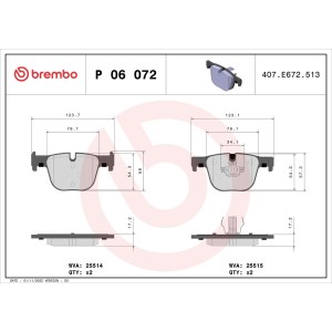 Brake Pad Set, disc brake BREMBO P06072