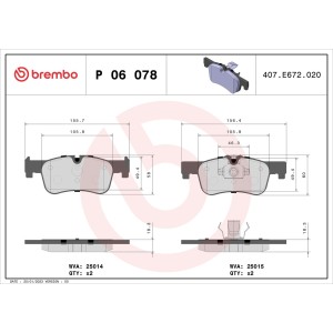 Σετ τακάκια, δισκόφρενα BREMBO P06078