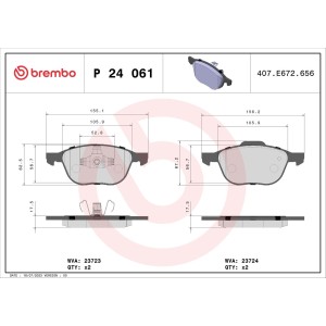 Brake Pad Set, disc brake BREMBO P24061X