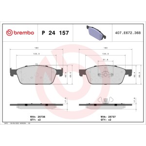 Brake Pad Set, disc brake BREMBO P24157