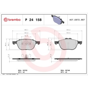 Σετ τακάκια, δισκόφρενα BREMBO P24158