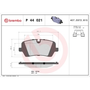 Σετ τακάκια, δισκόφρενα BREMBO P44021