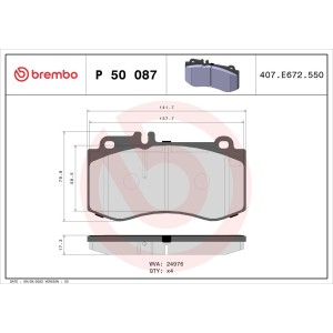 Σετ τακάκια, δισκόφρενα BREMBO P50087