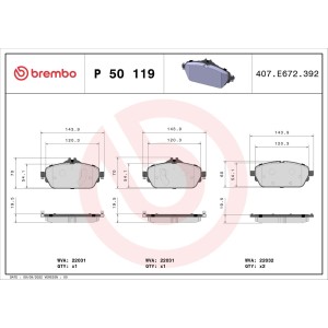 Brake Pad Set, disc brake BREMBO P50119