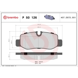 Σετ τακάκια, δισκόφρενα BREMBO P50126