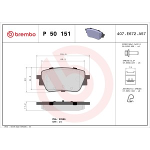 Brake Pad Set, disc brake BREMBO P50151