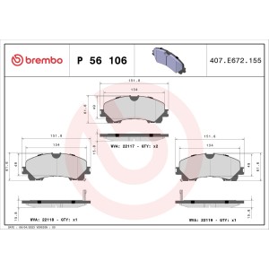 Σετ τακάκια, δισκόφρενα BREMBO P56106