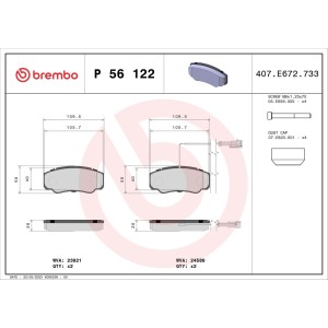 Brake Pad Set, disc brake BREMBO P56122