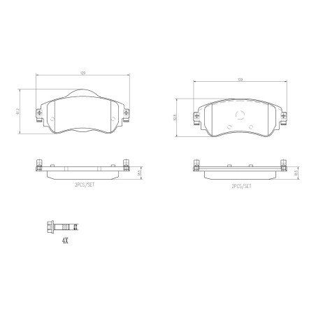 Brake Pad Set, disc brake BREMBO P61105