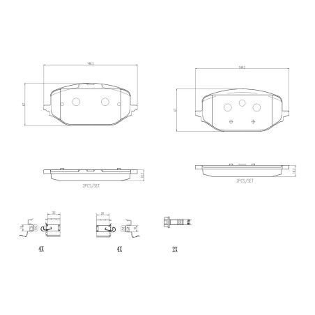 Brake Pad Set, disc brake BREMBO P61142