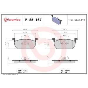 Σετ τακάκια, δισκόφρενα BREMBO P85167