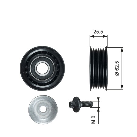 Deflection/Guide Pulley, V-ribbed belt GATES T36736