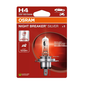 Λάμπα Osram H4 Night Breaker Silver 12V 60/55W έως 100% Περισσ. Φως