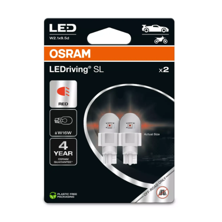 Λάμπες Osram 12V 1.4W W16W LEDriving SL RED - 921DRP-2BL