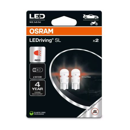 Osram T10 12V 1W  LEDriving SL Red - 2825DRP-2BL