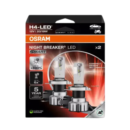 Λάμπες Osram H4 Night Breaker Led Smart 12V 20W 6000K 2τμχ - 64193DWNBSM