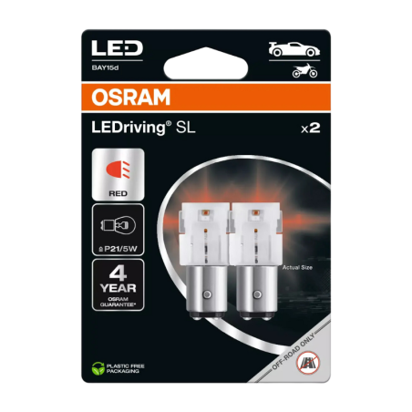 Λάμπες Osram P21/5W LEDriving SL Red 12V 2τμχ - 7528DRP-2BL