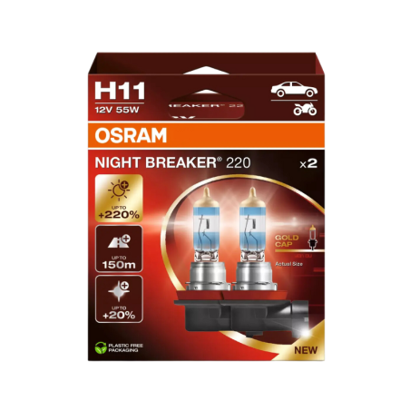 Osram Night Breaker 220 H11 12V 55W up to 220% more Brightness 2pcs - 64211NB220-2HB