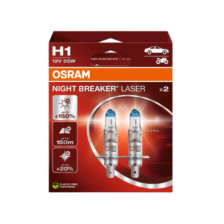 Λάμπες Osram H1 Night Breaker Laser  12V 55W έως 150% έξτρα φως 2τμχ - 64150NL-2HB