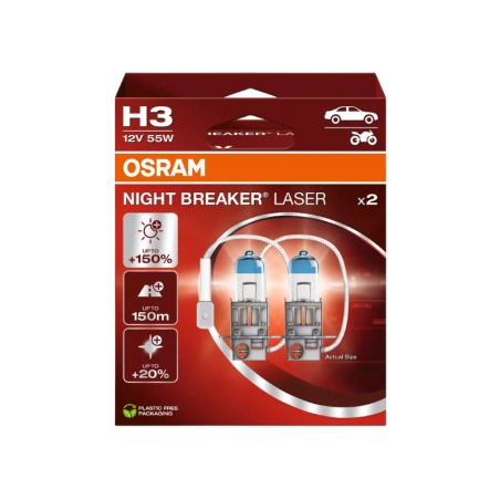 Λάμπες Osram Night Breaker Laser H3 12V 55W έως 150% έξτρα φως 2τμχ - 64151NL-2HB