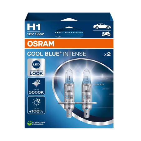 Osram Cool Blue Intense H1 12V 55W up to 100% more Brightness 5000K 2pcs - 64150CBN-2HB