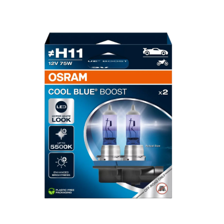 Λάμπες Osram Cool Blue Boost H11 12V 75W 5500K 2τμχ - 62211CBB-2HB