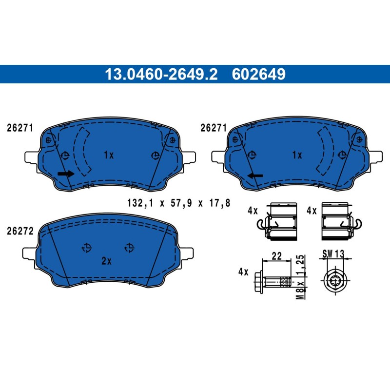 Brake Pad Set, disc brake ATE - 13046026492