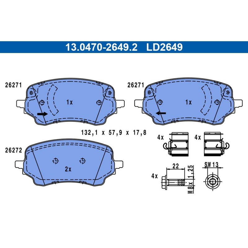 Brake Pad Set, disc brake ATE - 13047026492