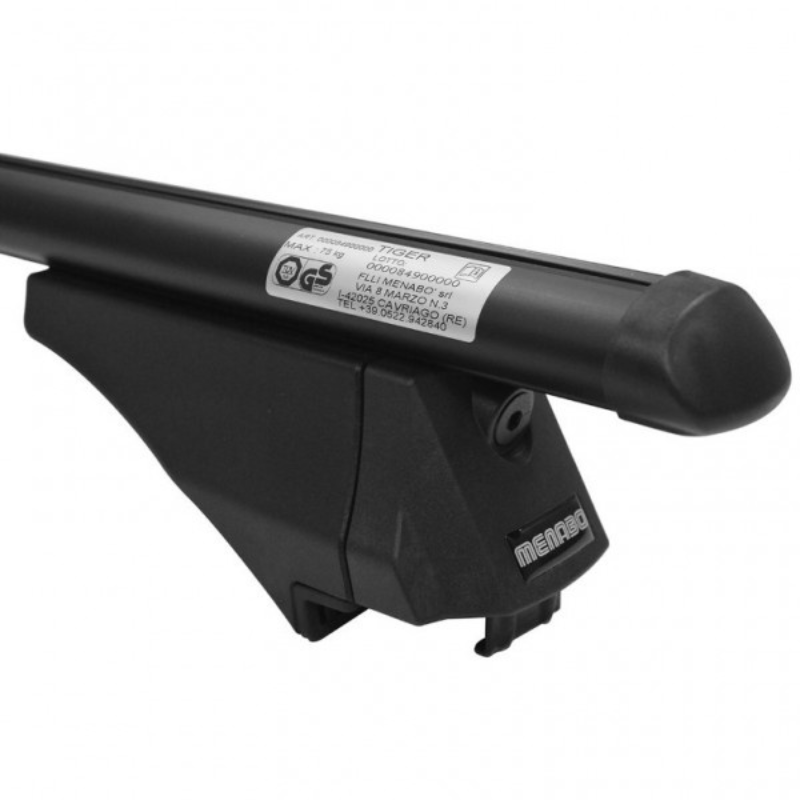 Menabo Tiger Black Aluminum Roof Bars 118.5cm for Flush and Raised Roof Rails, Set of 2