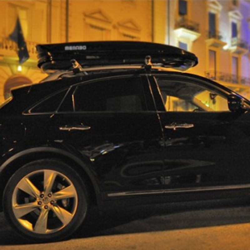 Menabo Mania 460 Black Roof Cargo Carrier with Glossy Finish, 1pc