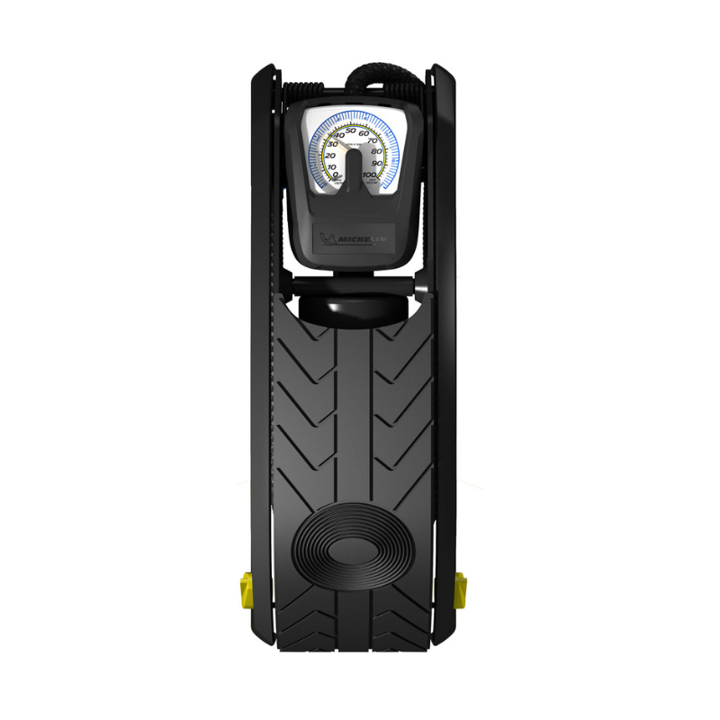 Michelin Foot Pump Analogue Single Barrel with Pressure Gauge, Up to 50PSI