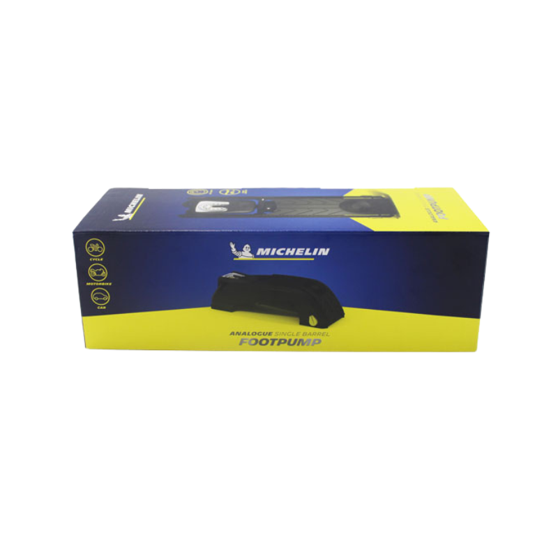 Michelin Foot Pump Analogue Single Barrel with Pressure Gauge, Up to 50PSI