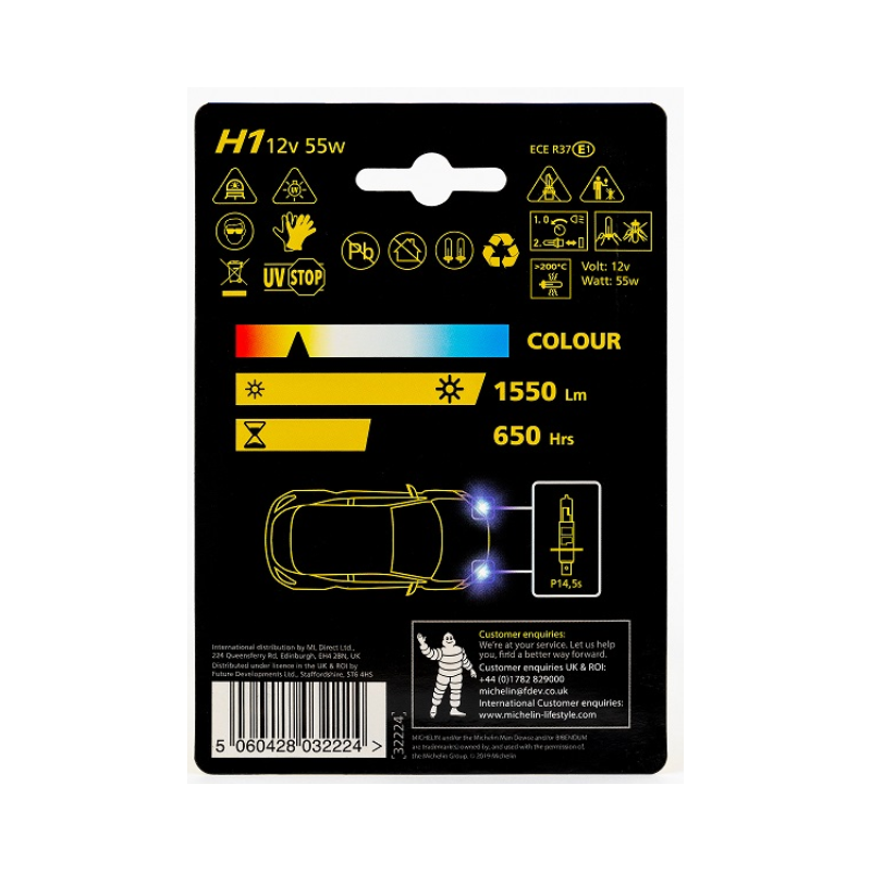 Michelin Λάμπα Αυτοκινήτου H1 12V 55W Long Life, 1τμχ