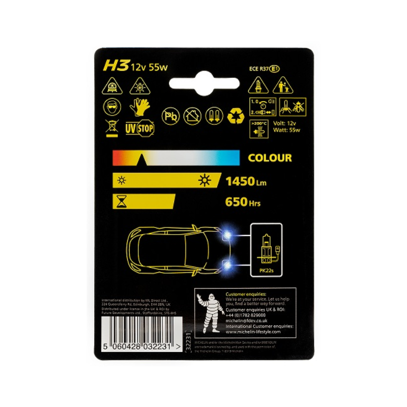 Michelin Λάμπα Αυτοκινήτου H3 12V 55W Long Life, 1τμχ