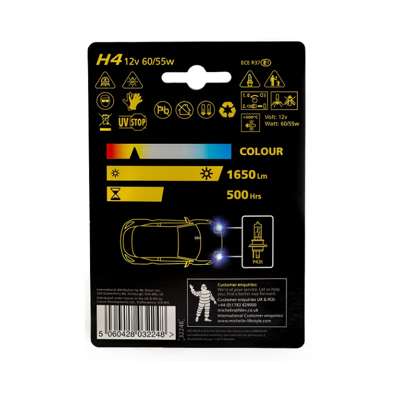 Michelin Λάμπα Αυτοκινήτου H4 12V 60/55W Long Life, 1τμχ