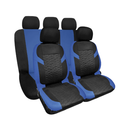 Ototop Σετ Καλύμματα Θέσης Αυτοκινήτου Lyon με Μπλε Καπιτονέ Σχέδιο, 9τμχ