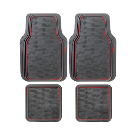 Maranello Πατάκια Αυτοκινήτου Λάστιχο Universal, Foggy, Μαύρο/Κόκκινο, 4τμχ