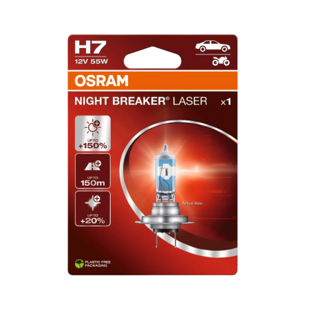 Osram H7 12V 55W Night Breaker Laser up to  150% More Light