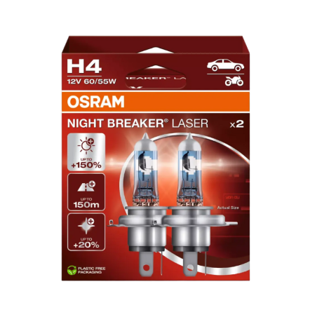 Osram H4 12V 60/55W Night Breaker Laser up to  150% More Light