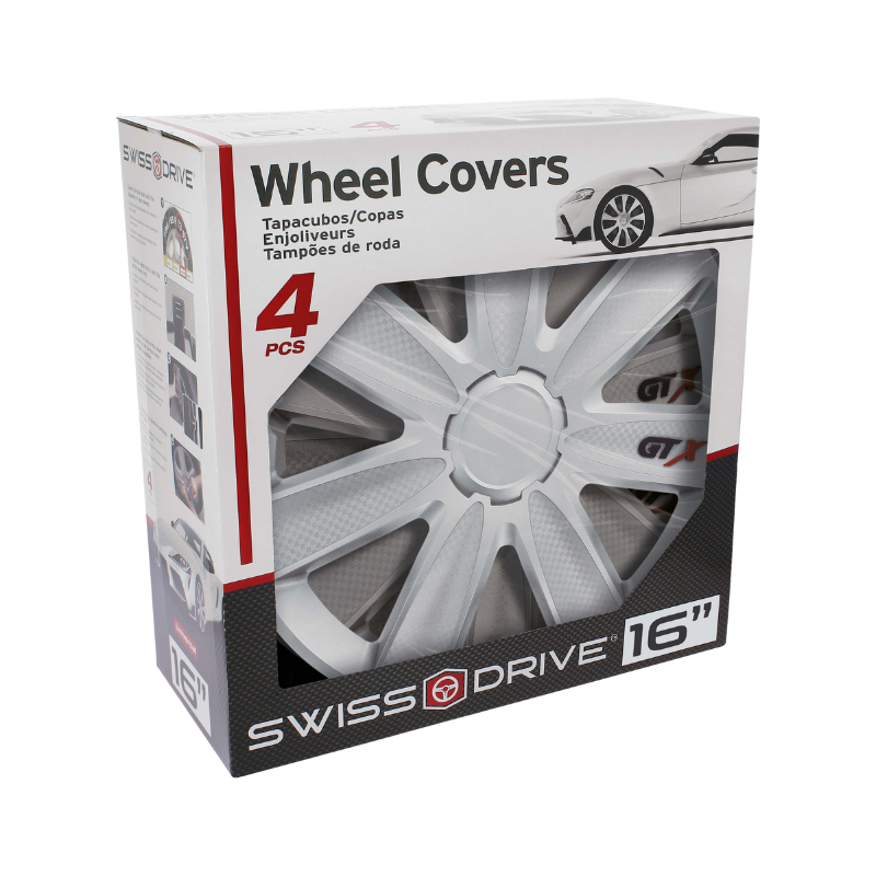 Universal Wheel Covers 16'' SwissDrive, Carbon Silver (Set of 4)