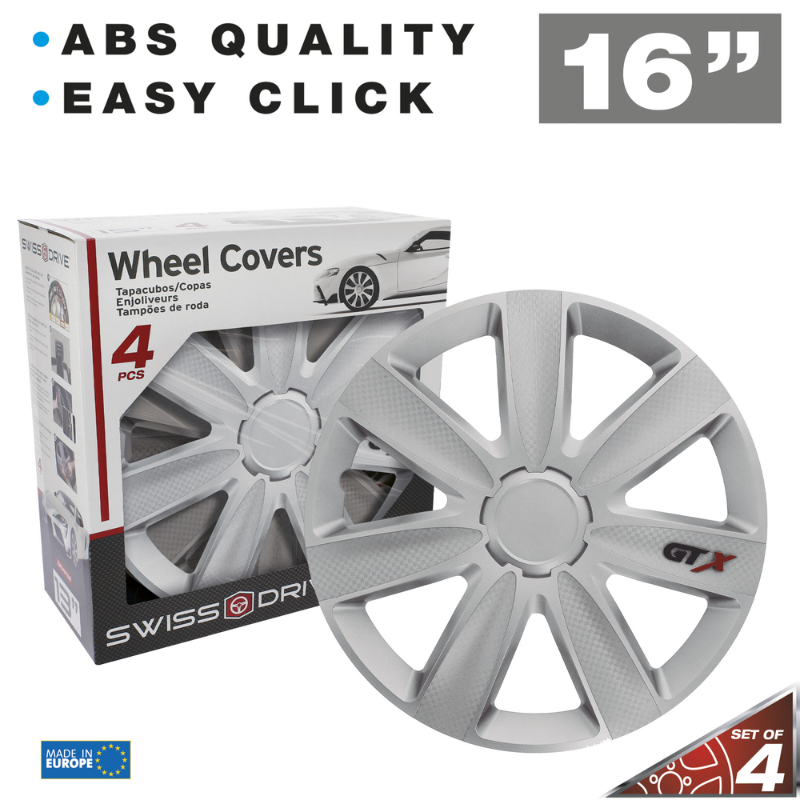 Universal Wheel Covers 16'' SwissDrive, Carbon Silver (Set of 4)