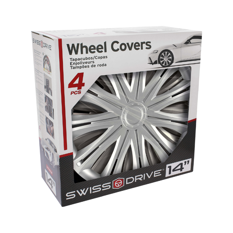 Universal Car Wheel Covers 14'' SwissDrive, Alabama Silver (Set of 4)